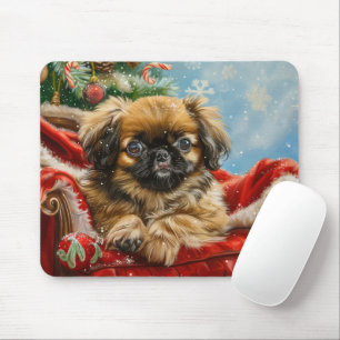Tapis De Souris Fête de Noël des chiens de Pékin