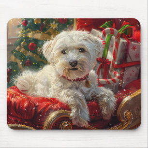 Tapis De Souris Fête de Noël des chiens maltais