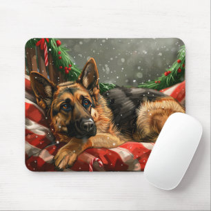 Tapis De Souris Fête de Noël du berger allemand Chien