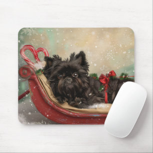 Tapis De Souris Fête de Noël du chien Affenpinscher
