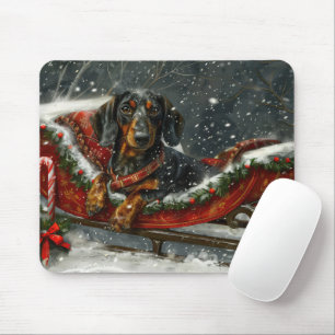 Tapis De Souris Fête de Noël du chien Dachshund