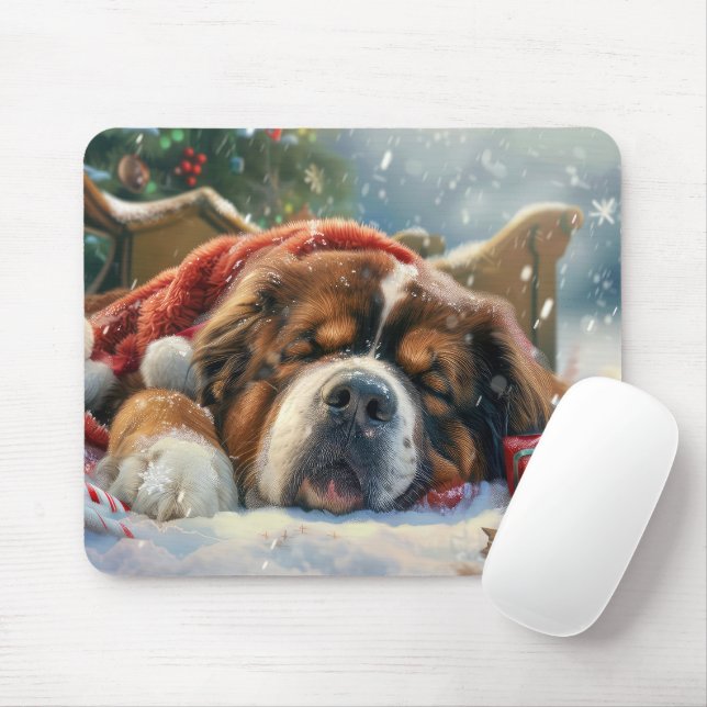 Tapis De Souris Fête de Noël du chien Mastiff Tibétain (Avec souris)