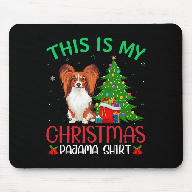 Tapis De Souris Fête de Noël laide du chien Papillon C'est mon Noë (Devant)