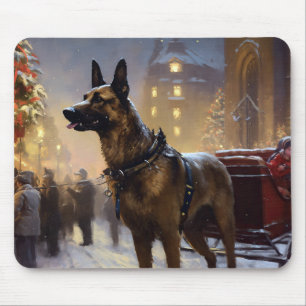 Tapis De Souris Fête de Noël Malinois Belge