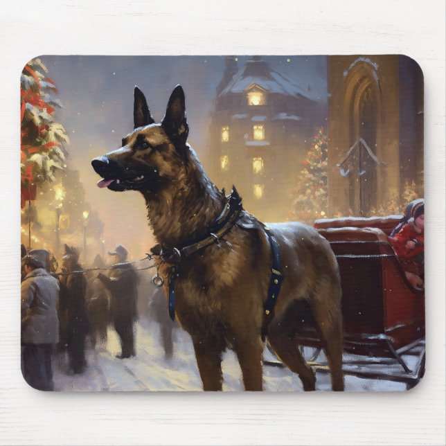 Tapis De Souris Fête de Noël Malinois Belge (Devant)