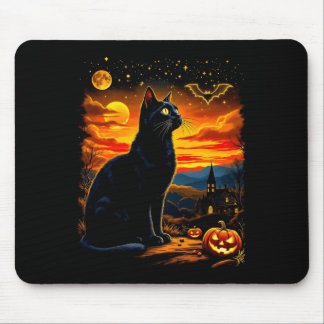 Tapis De Souris Fête de patch de citrouille d'Halloween de chat no