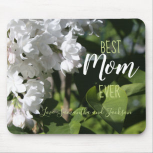 Tapis De Souris Fête des mères Lilacs blancs Meilleure maman jamai