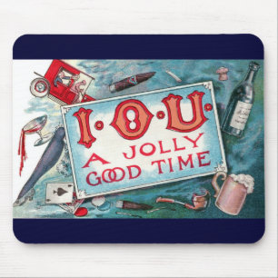 Tapis De Souris Fête des Vices Vintage, Jeux d'Argent Boisson Fume