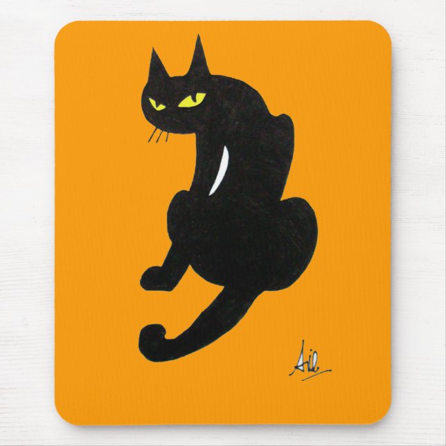 TAPIS DE SOURIS FÊTE D'HALLOWEEN CHAT NOIR (Devant)