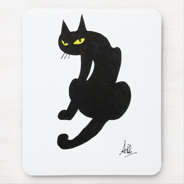 TAPIS DE SOURIS FÊTE D'HALLOWEEN CHAT NOIR (Devant)