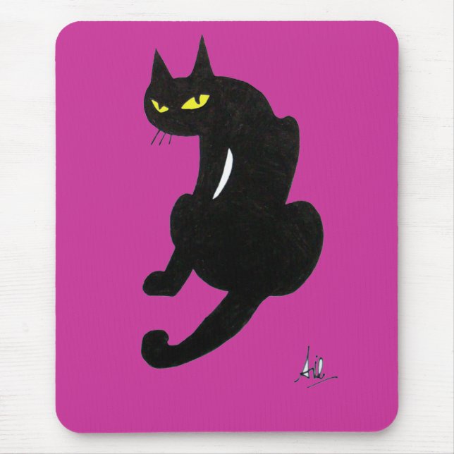 TAPIS DE SOURIS FÊTE D'HALLOWEEN CHAT NOIR (Devant)