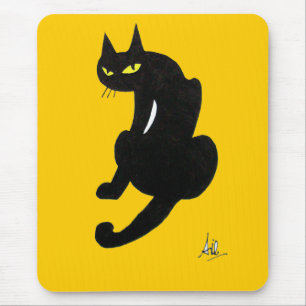 TAPIS DE SOURIS FÊTE D'HALLOWEEN CHAT NOIR