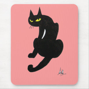 TAPIS DE SOURIS FÊTE D'HALLOWEEN CHAT NOIR