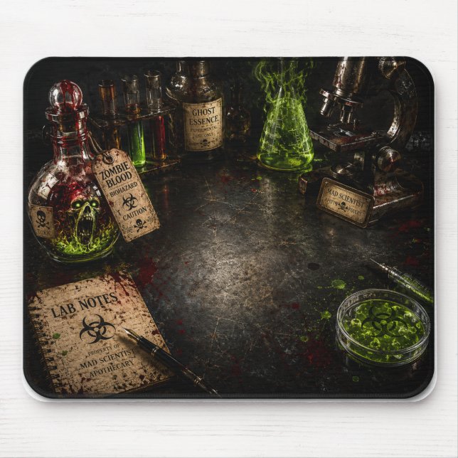 Tapis De Souris Fête d'Halloween dans le laboratoire du scientifiq (Devant)