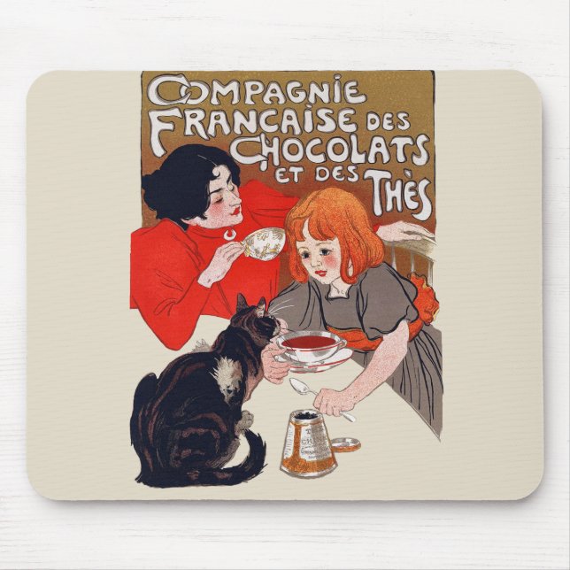 Tapis De Souris Fête du Chocolat Steinlen Art Français (Devant)