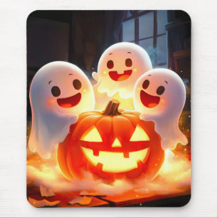 Tapis De Souris Feu Citrouille éffrayant Ghost