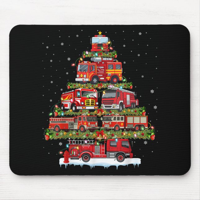 Tapis De Souris Feu de camion feux Pompier Camion d'incendie Noël (Devant)
