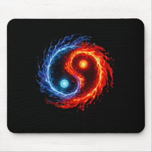 Tapis De Souris Feu et eau symbole yin yang équilibre tai chi éner