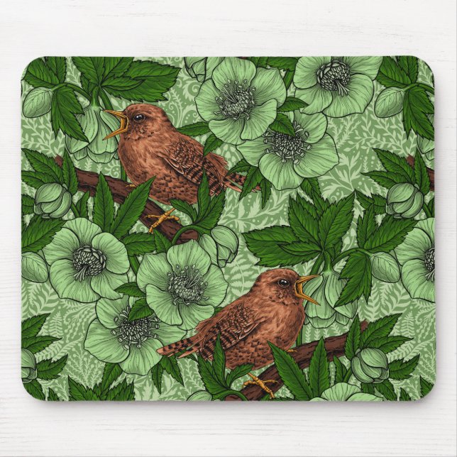 Tapis De Souris Feu et hellebore, vert clair (Devant)