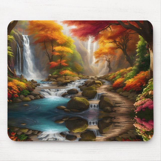 Tapis De Souris Feuillage d'automne à la cascade (Devant)