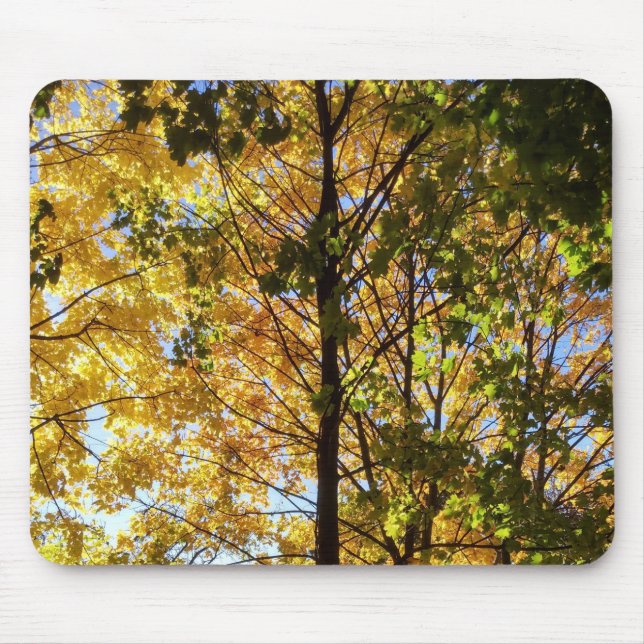 Tapis De Souris Feuillage d'automne jaune et vert (Devant)