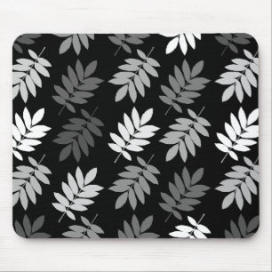 Tapis De Souris Feuille aînée Grand motif Noir Blanc Gris