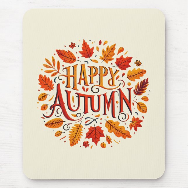 Tapis De Souris feuille classique et automne heureux (Devant)
