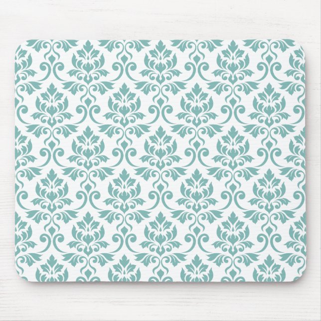 Tapis De Souris Feuille Damask Motif Turquoise (Devant)