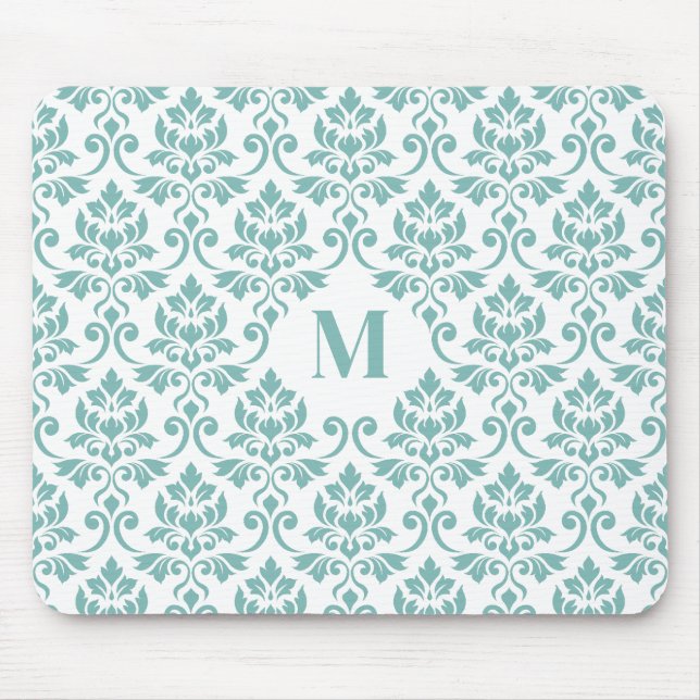 Tapis De Souris Feuille Damask Teal Pattern (Custom) (Devant)