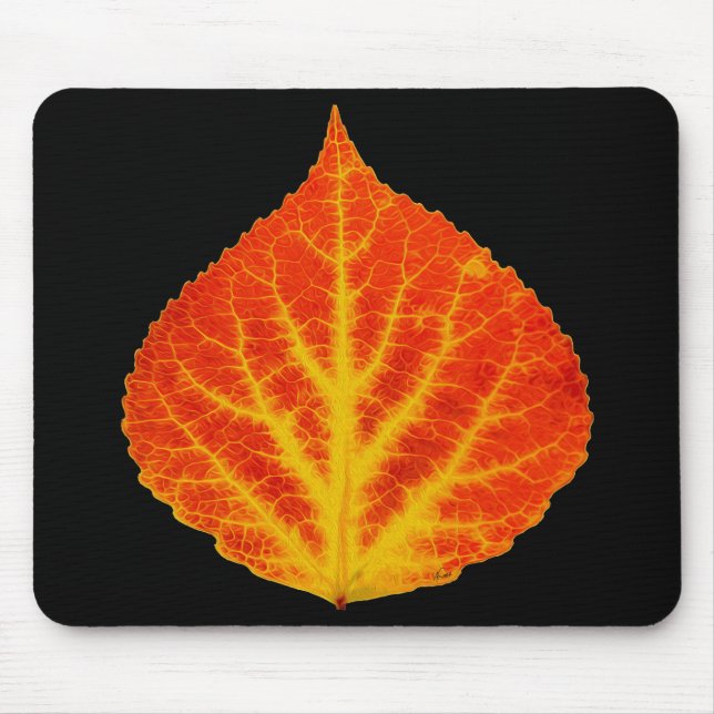 Tapis De Souris Feuille d'Aspen rouge et jaune #10 (Devant)