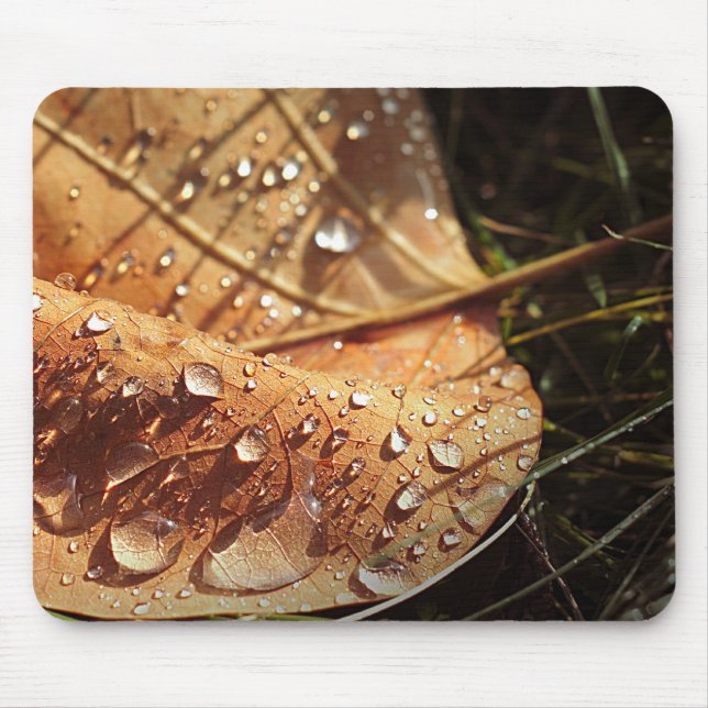 Tapis De Souris Feuille d'automne humide - Mousepad (Devant)
