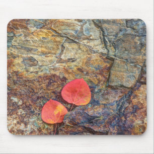 Tapis De Souris Feuille d'automne sur roche, Californie