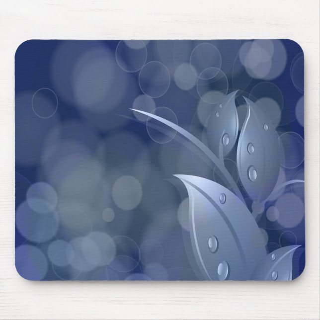 Tapis De Souris Feuille de Blue Bokeh (Devant)