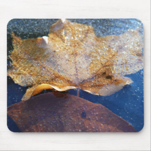 Tapis De Souris Feuille de érable jaune gelée Automne Nature