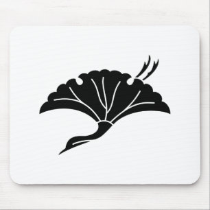 Tapis De Souris Feuille de ginkgo en forme de grue