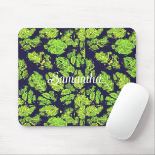 Tapis De Souris Feuille de peinture acrylique verte nature