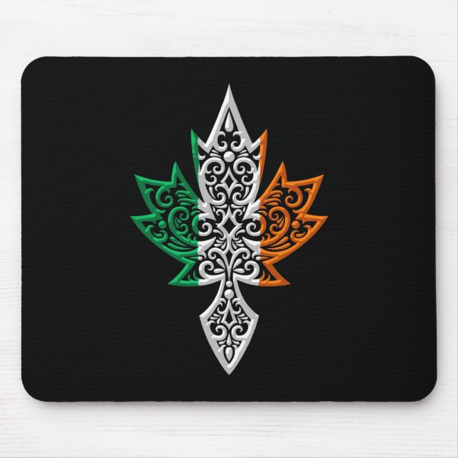 Tapis De Souris Feuille d'érable canadienne irlandaise - noir (Devant)