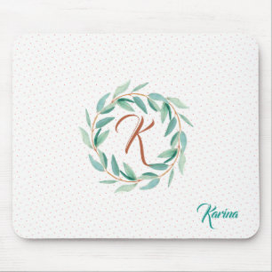 Tapis De Souris Feuille d'eucalyptus vert Sage moderne couronne