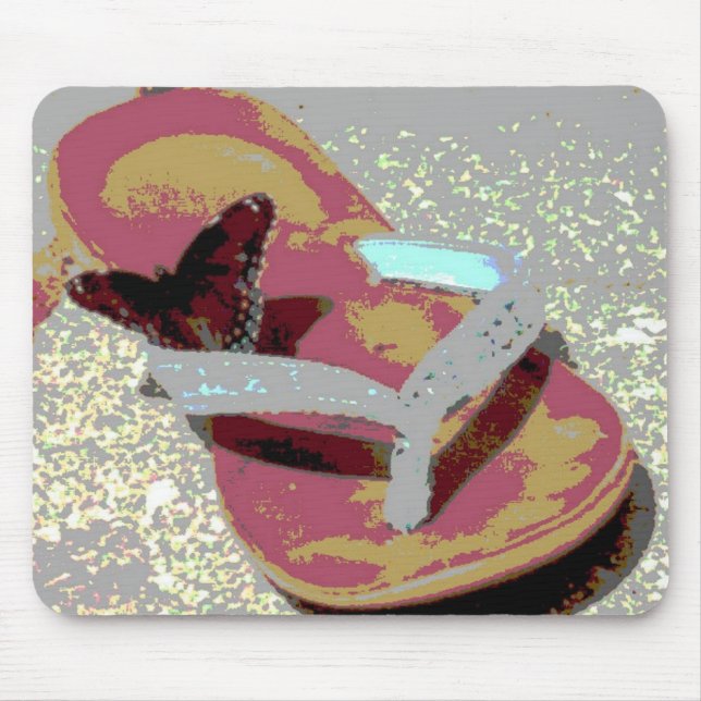 Tapis De Souris Feuilles à tongs et papillon (Devant)