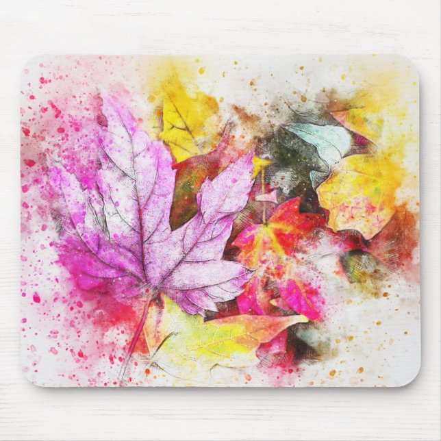 Tapis De Souris Feuilles aquarelle (Devant)