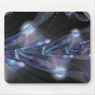 Tapis De Souris Feuilles bleus tropicaux en lumières miroir