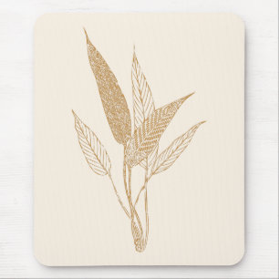 Tapis De Souris Feuilles botaniques minimalistes modernes dessinen