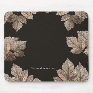 Tapis De Souris Feuilles Bronze et Marron Foncé Glam Automnal Rust