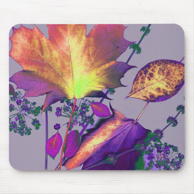 Tapis De Souris Feuilles d'automne à Lilac (Devant)