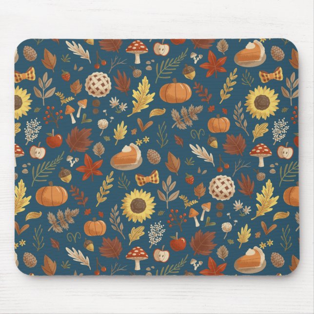 Tapis De Souris Feuilles d'automne avec une touche de Thanksgiving (Devant)