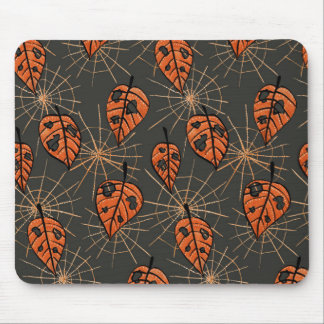 Tapis De Souris Feuilles d'automne d'Halloween et toiles d'araigné