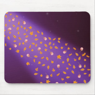 Tapis De Souris Feuilles d'automne et pavé de souris bleu Rose