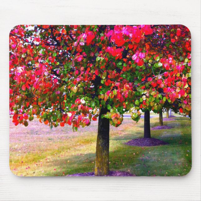 Tapis De Souris Feuilles d'automne rose impressionniste (Devant)