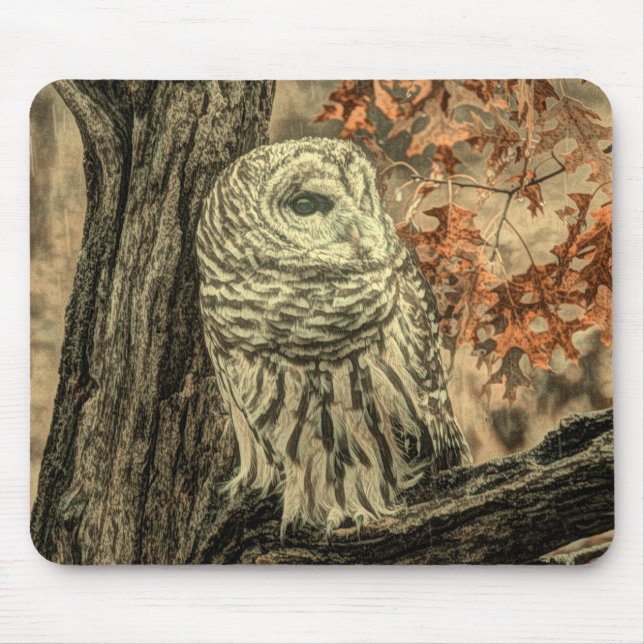 Tapis De Souris feuilles d'automne rustique chêne chêne blanc hibo (Devant)