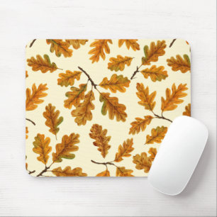 Tapis De Souris Feuilles de chêne automnal sur blanc